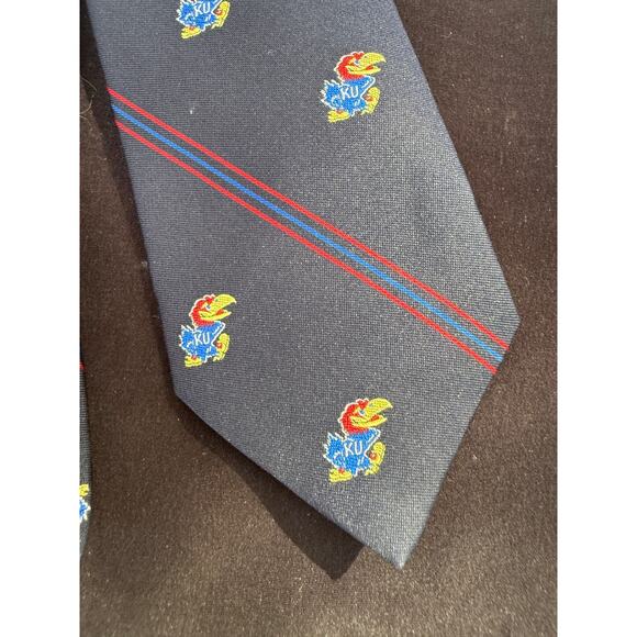 KU Jayhawks University of Kansas Neck Tie 100% Silk Delmar Vintage - Picture 3 of 6
